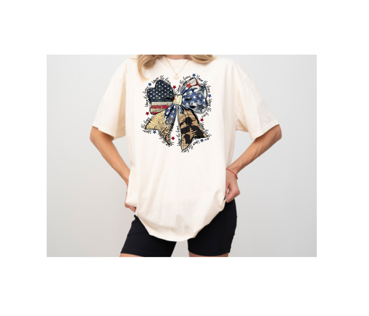 Women's Patriotic Bow Comfort Colors T-Shirt