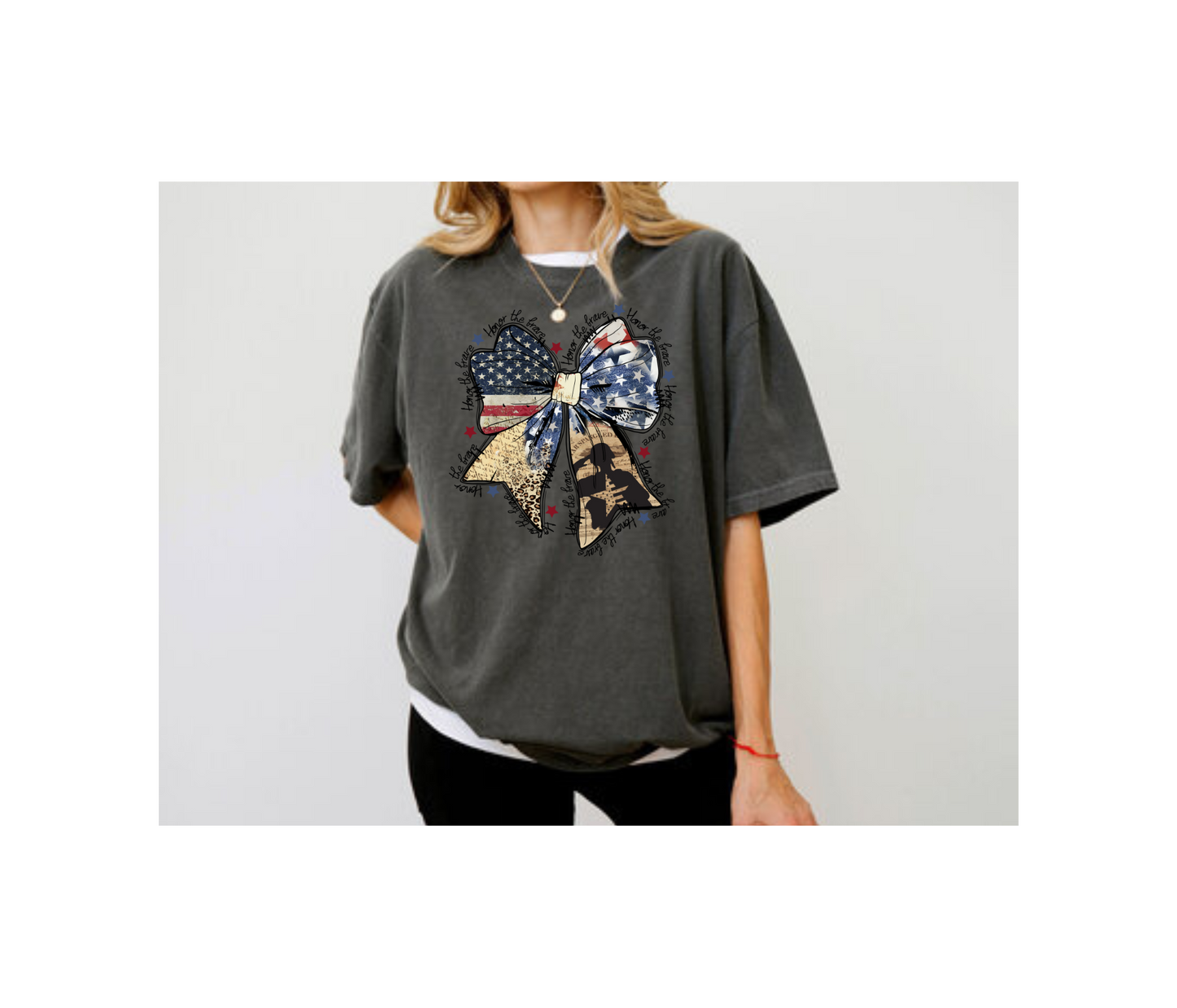 Women's Patriotic Bow Comfort Colors T-Shirt