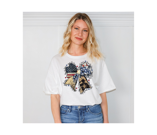 Women's Patriotic Bow Comfort Colors T-Shirt
