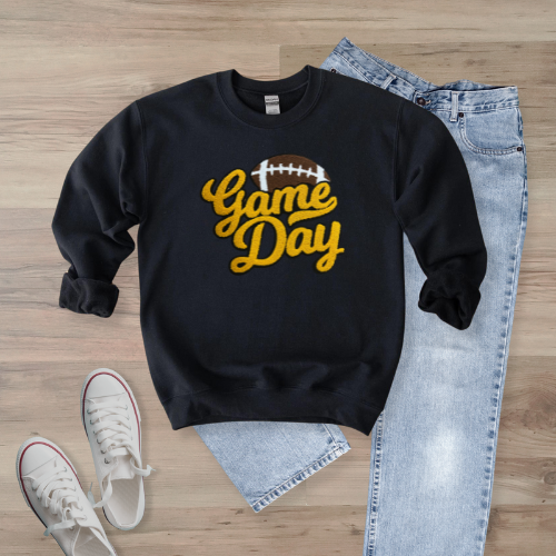 Gameday Football Gold Chenille Patch  Unisex Gildan 18000 Sweatshirt