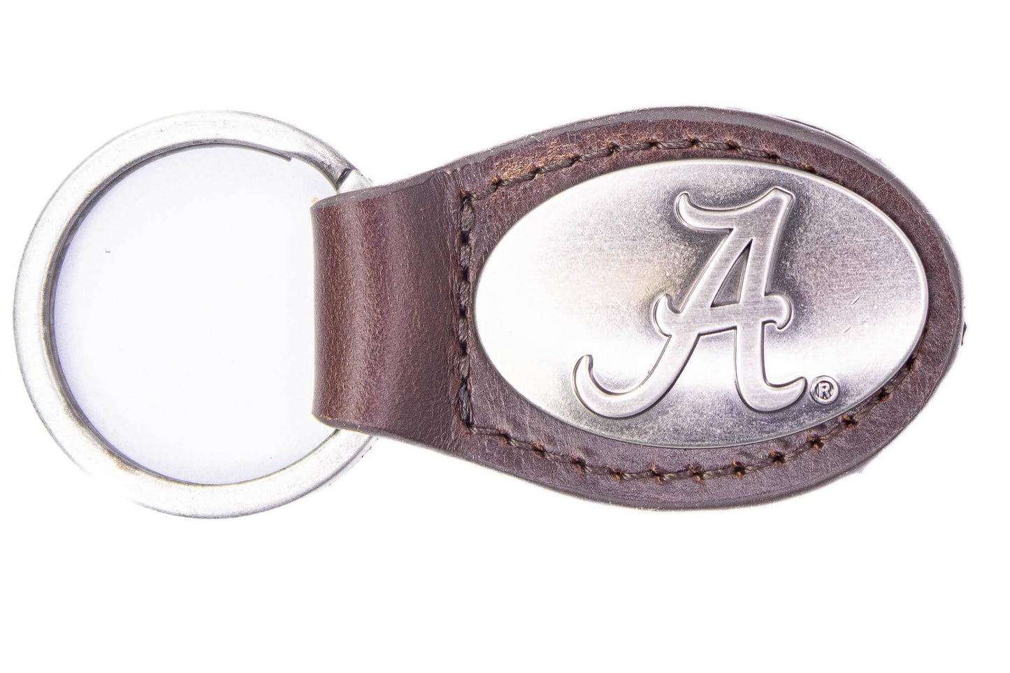 Alabama Crimson Pride Oval Leather Key Fob.