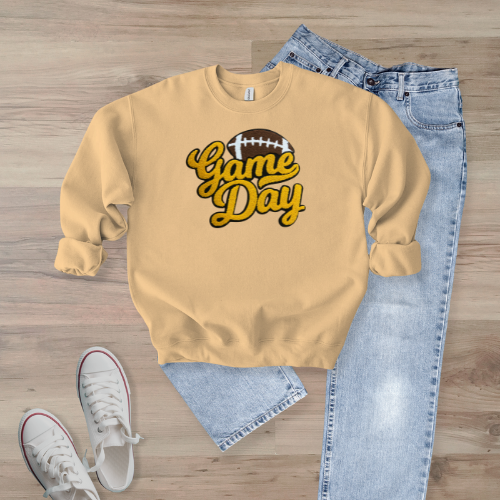 Gameday Football Gold Chenille Patch  Unisex Gildan 18000 Sweatshirt