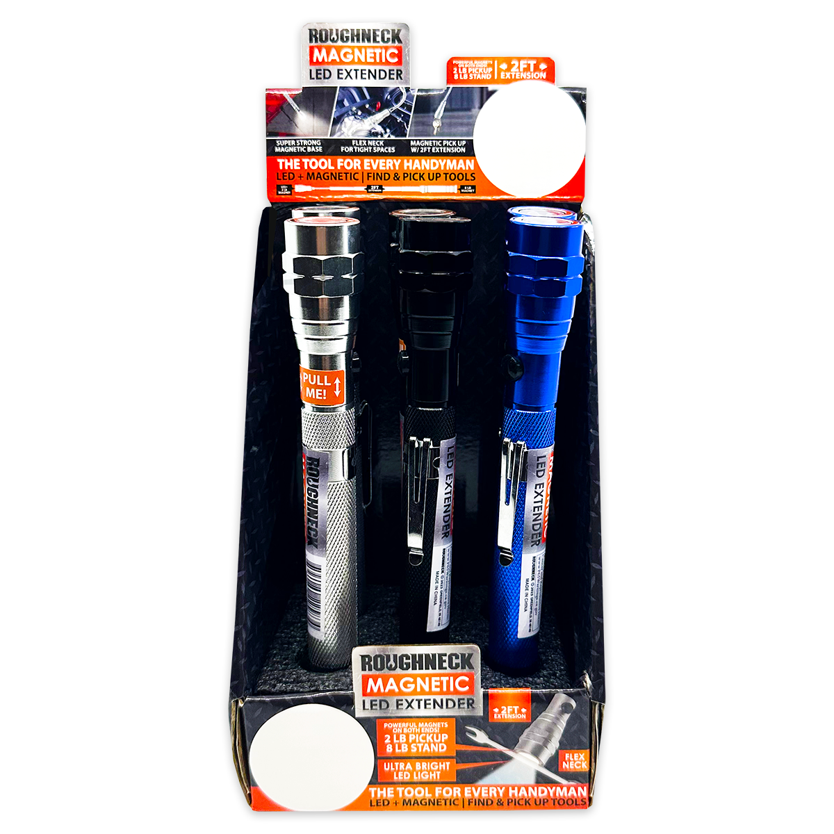 Roughneck Magnetic LED Flashlight Extender Tool - 6/Display