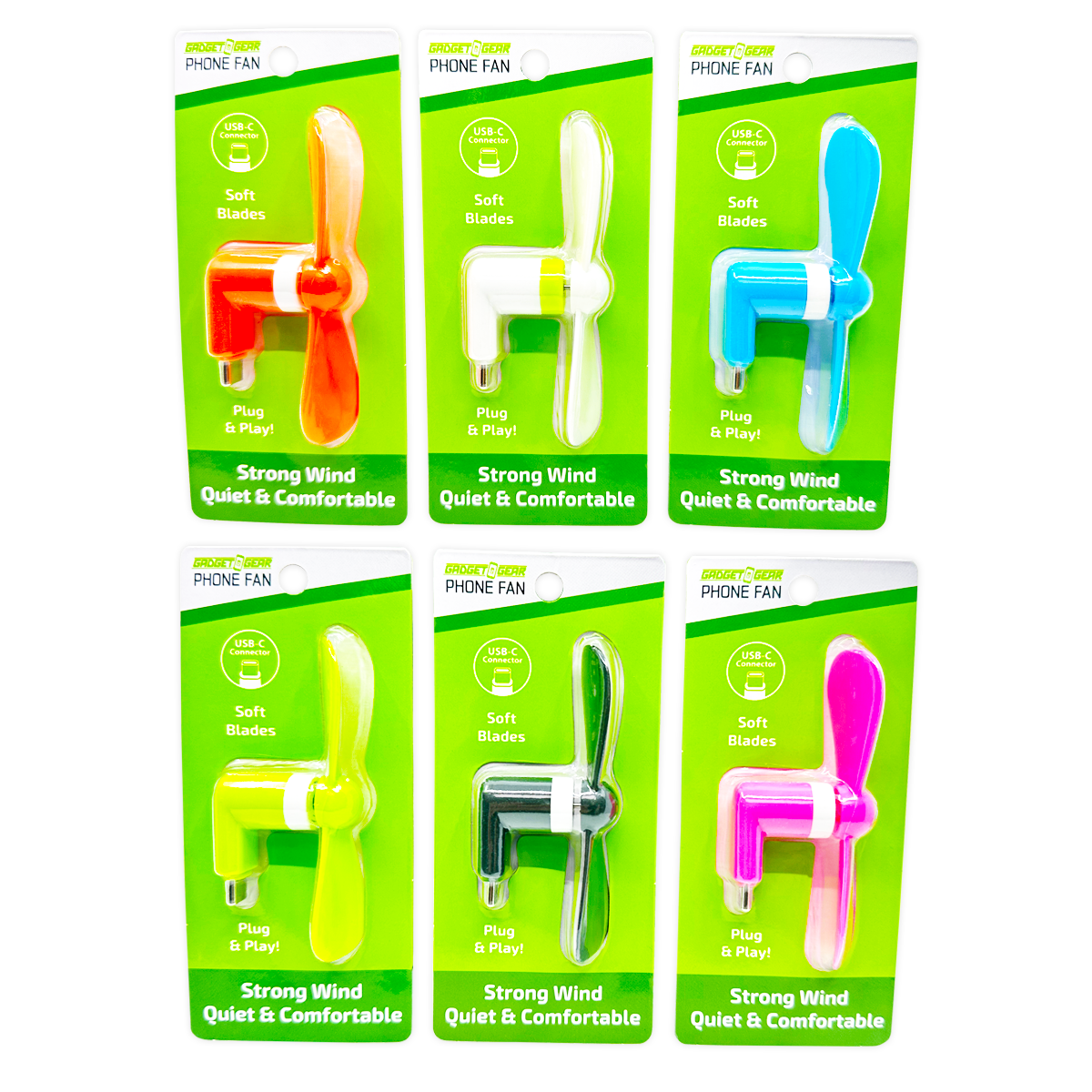Gadget Gear USB-C Cell Phone Fan Attachment - 6/Display
