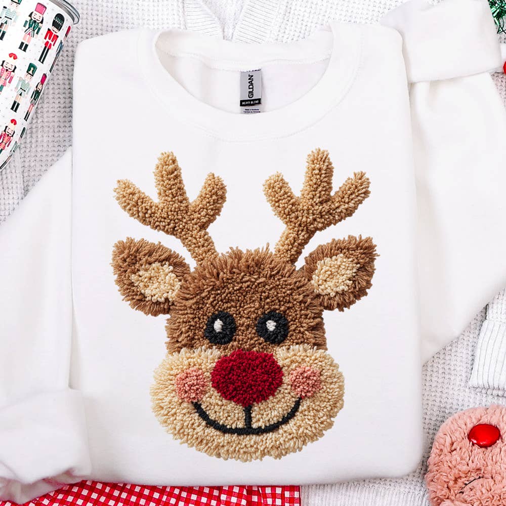 Faux Crochet Reindeer DTF Heat Transfer