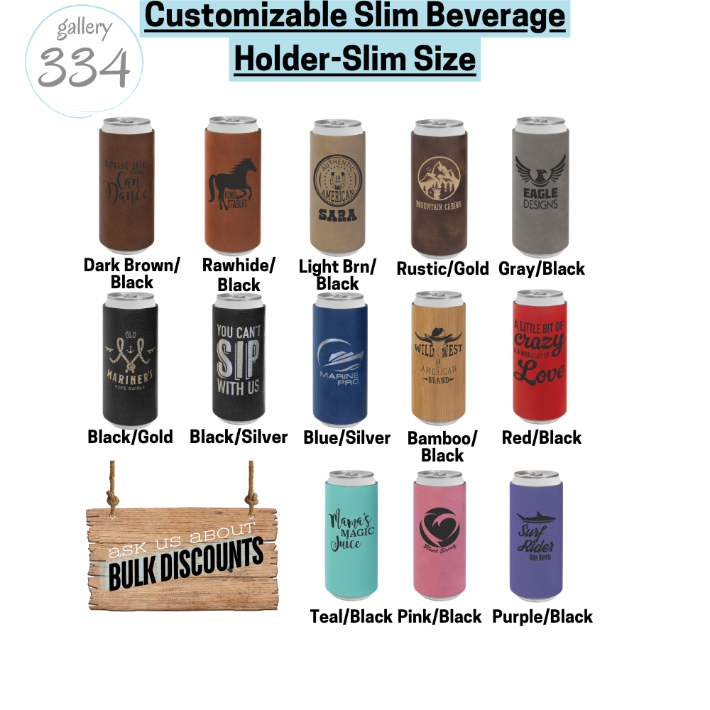 Customized Leatherette Beverage Holders- Slim Can