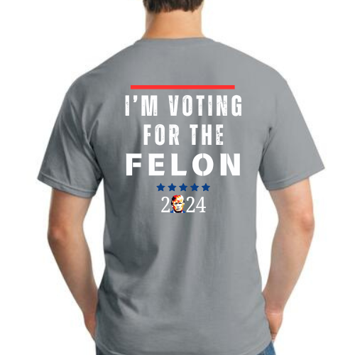 Men's S/S T-shirt- I'm Voting for a felon Design 2