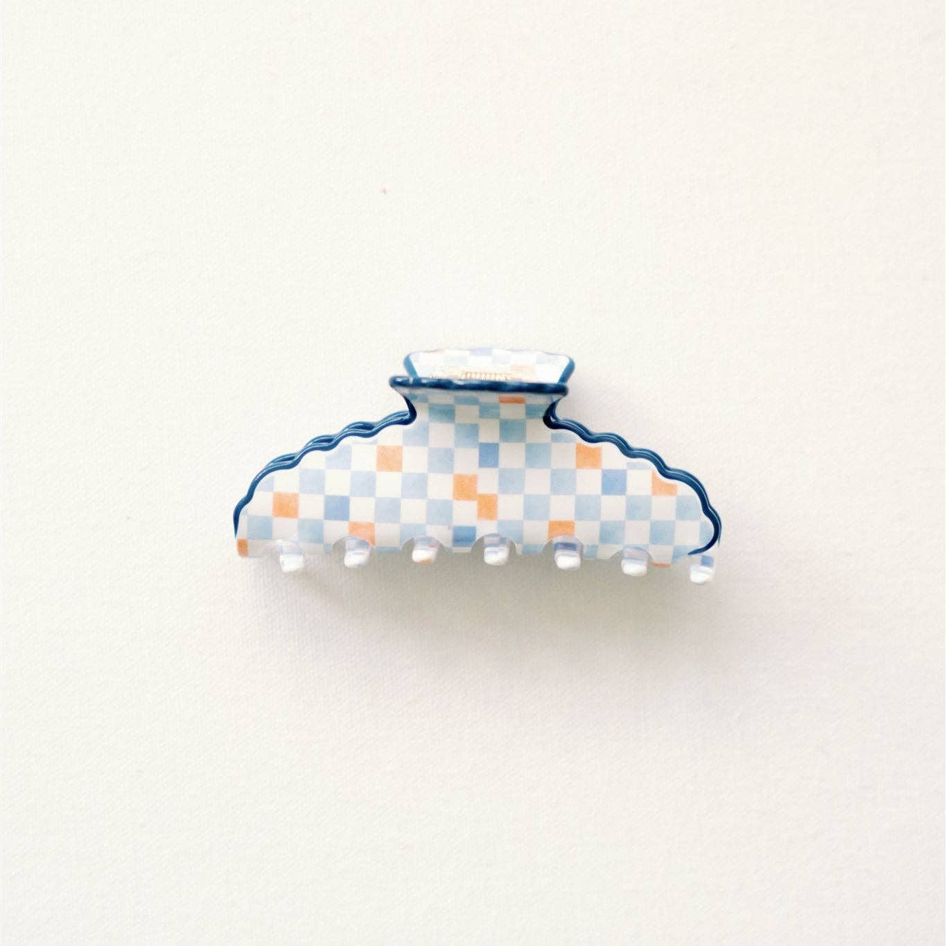 Orange and Blue Scalloped Claw Clip Gracefully Made Art