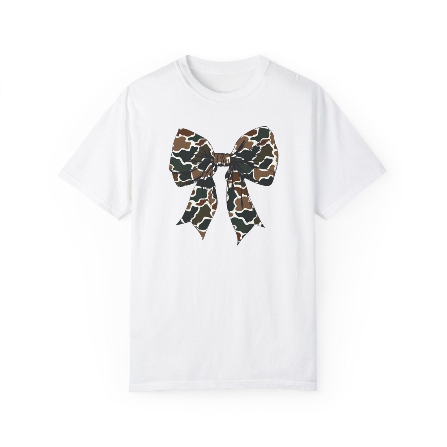 Camo Bow Unisex T-Shirt - Trendy Garment-Dyed Tee