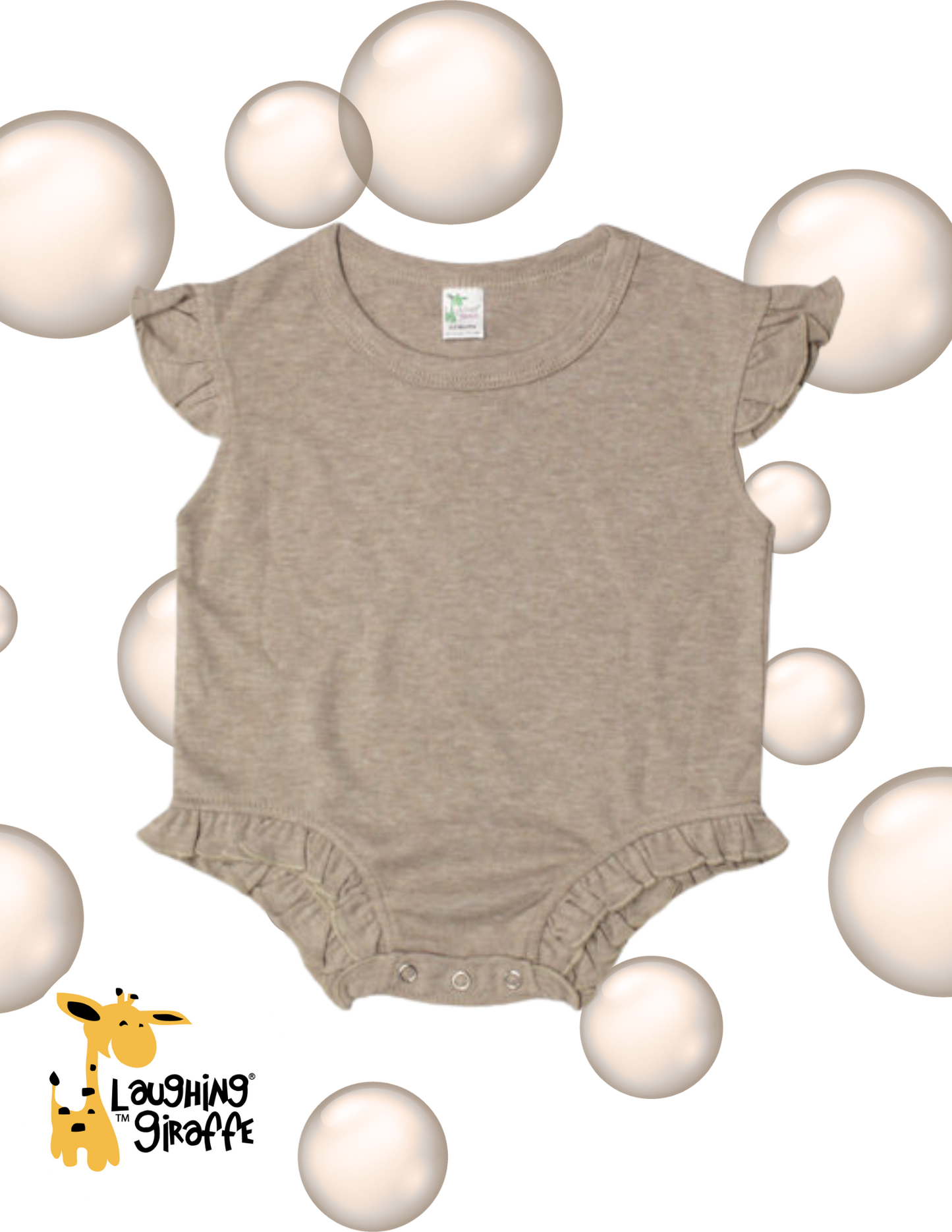 Adorable Cute Baby Girl Flutter Sleeve Ruffle Bubble Romper Laughing Giraffe