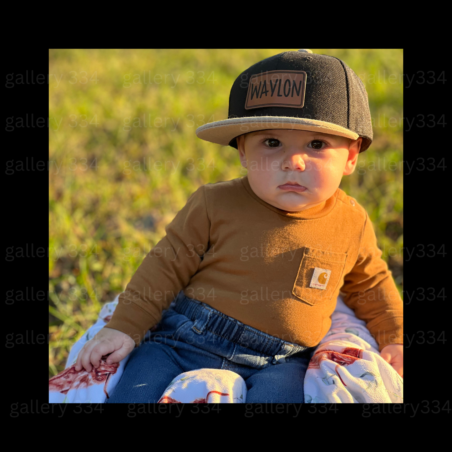 Customized Flat Bill Hat with Leatherette Patch for Baby/Toddler