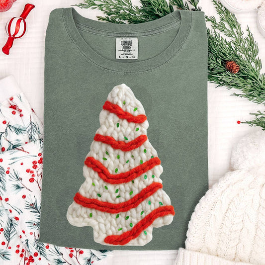 Faux Yarn Christmas Snack Cake DTF Heat Transfer