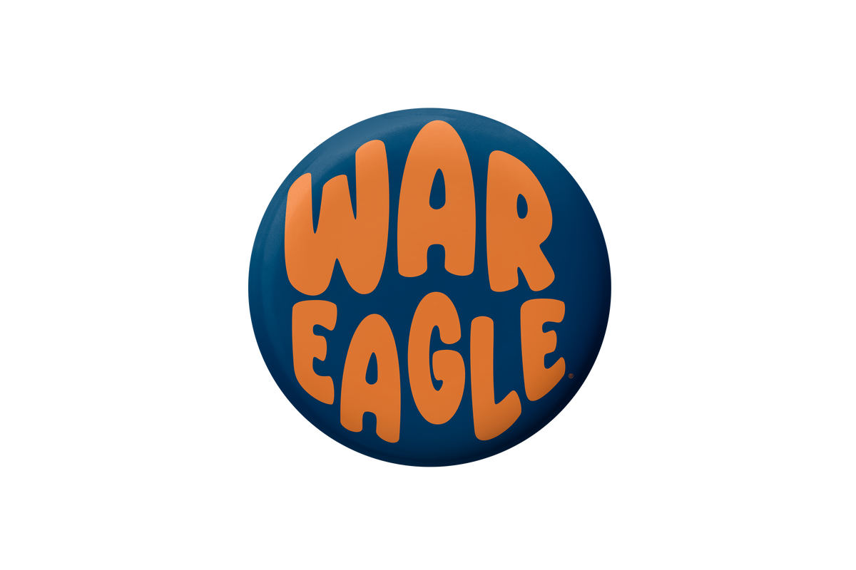 Auburn War Eagle Bubble Letter Button Cute As A Button