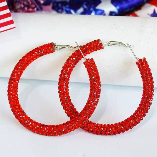 Cute Pair of Red Sparking Hoop Earrings for Women (Copy)