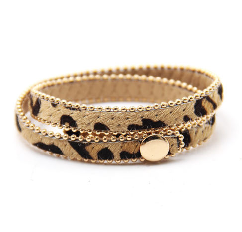 Cheetah Faux Animal Hair Snap Bracelet Kate Tuesday Jewelry