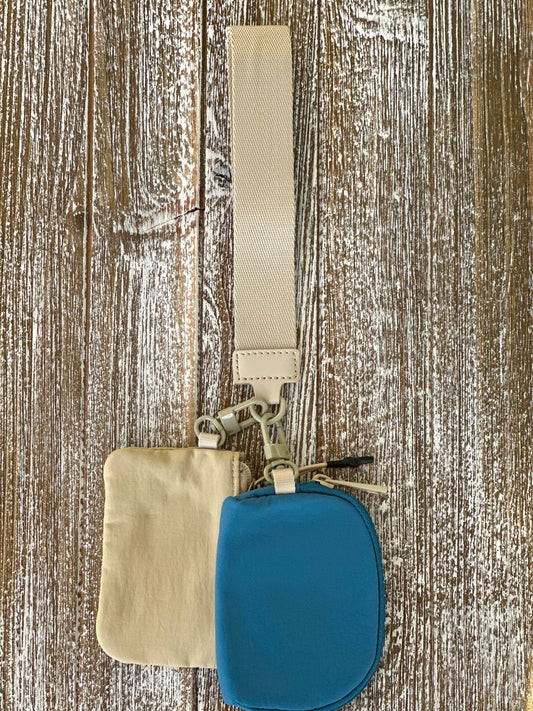 Dana's Dual Pouch Wallet Keychain "Cream-Teal"