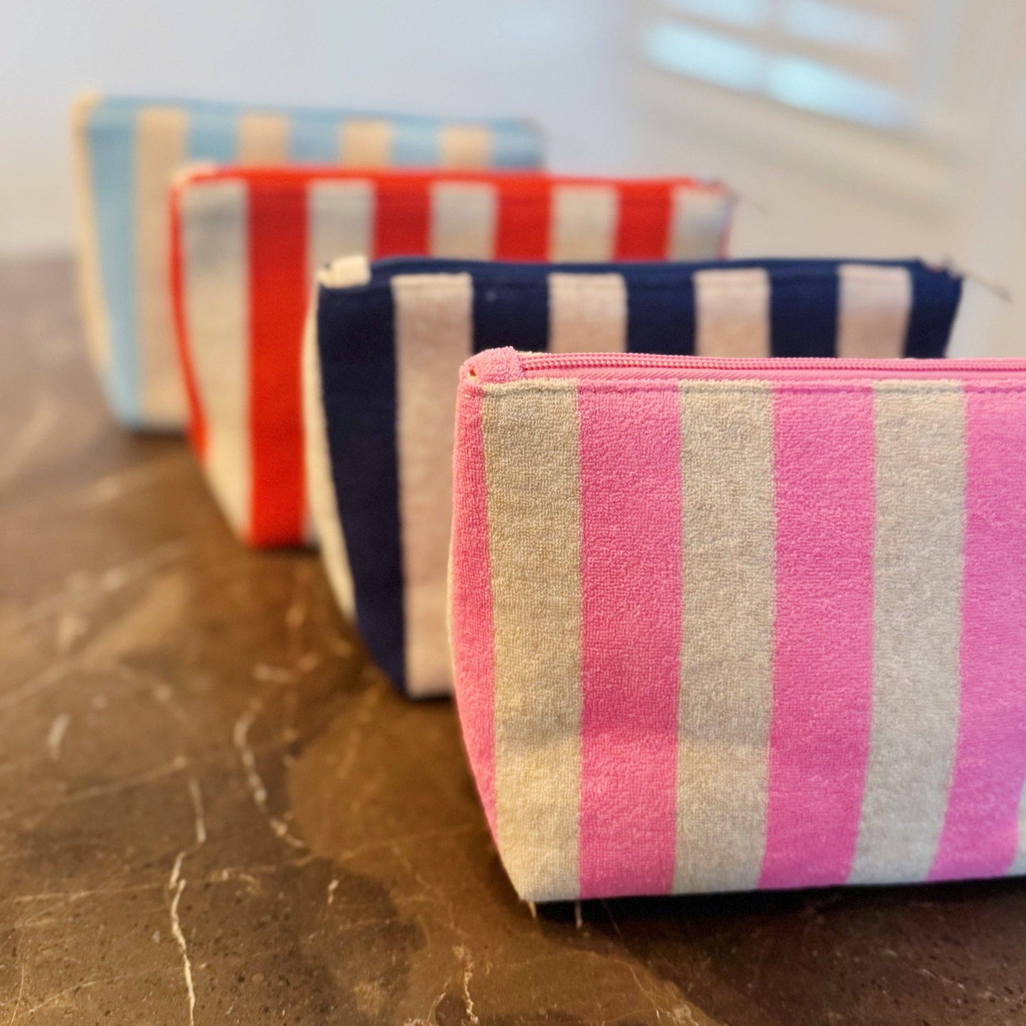 Terry Striped Everything Pouch Cosmetic Case