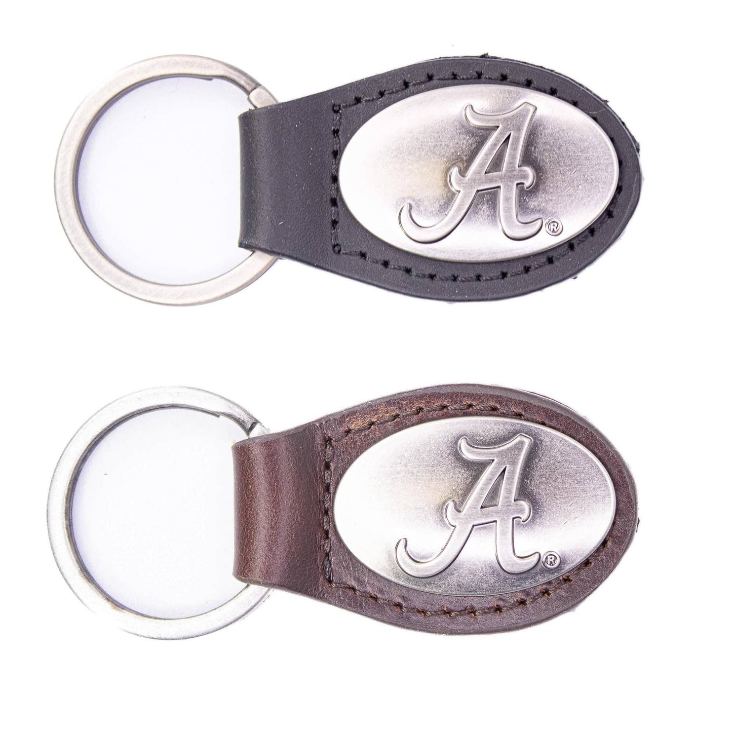 Alabama Crimson Pride Oval Leather Key Fob.