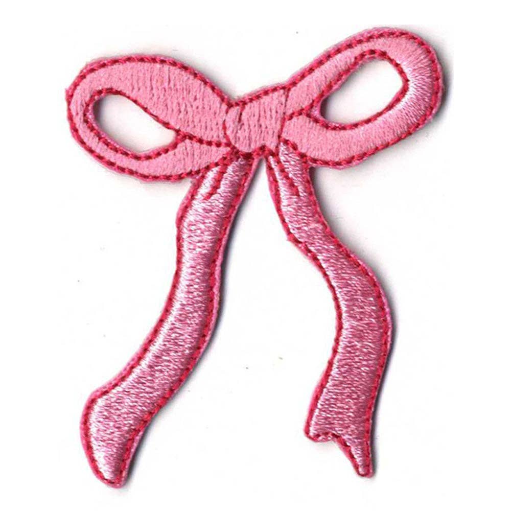 Pink Bow Iron On Hat Patch Katydid