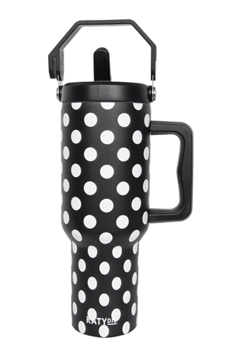 Black & White Polka Dots Tumbler With Designs Katydid