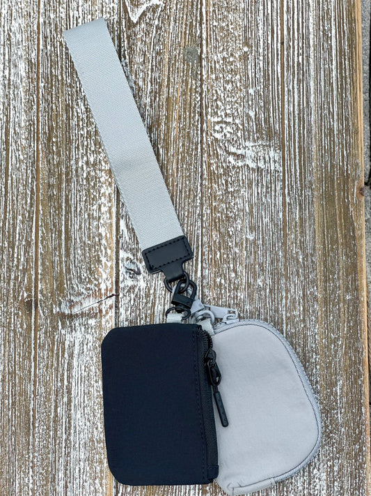 Dana's Dual Pouch Wristlet Keychain "Black-Gray"