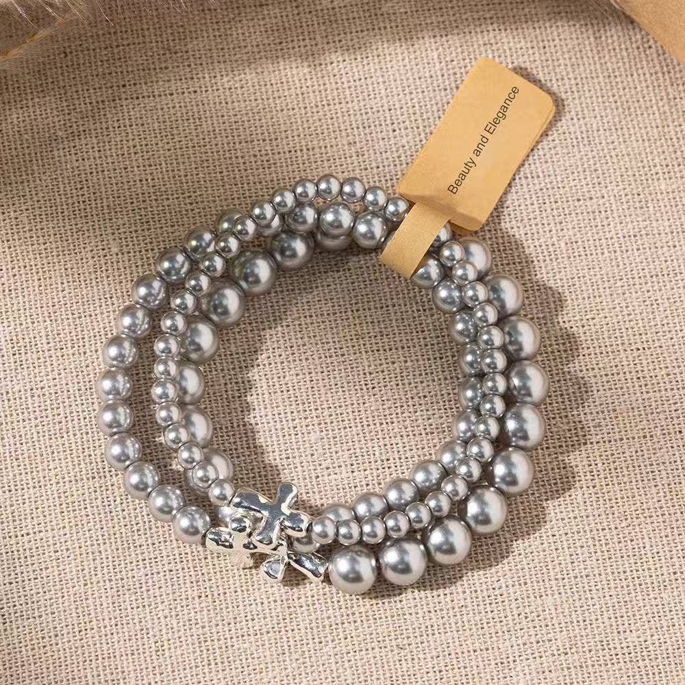 Hot Item! Elegant Stackable Pearl Cross Bracelets for Women