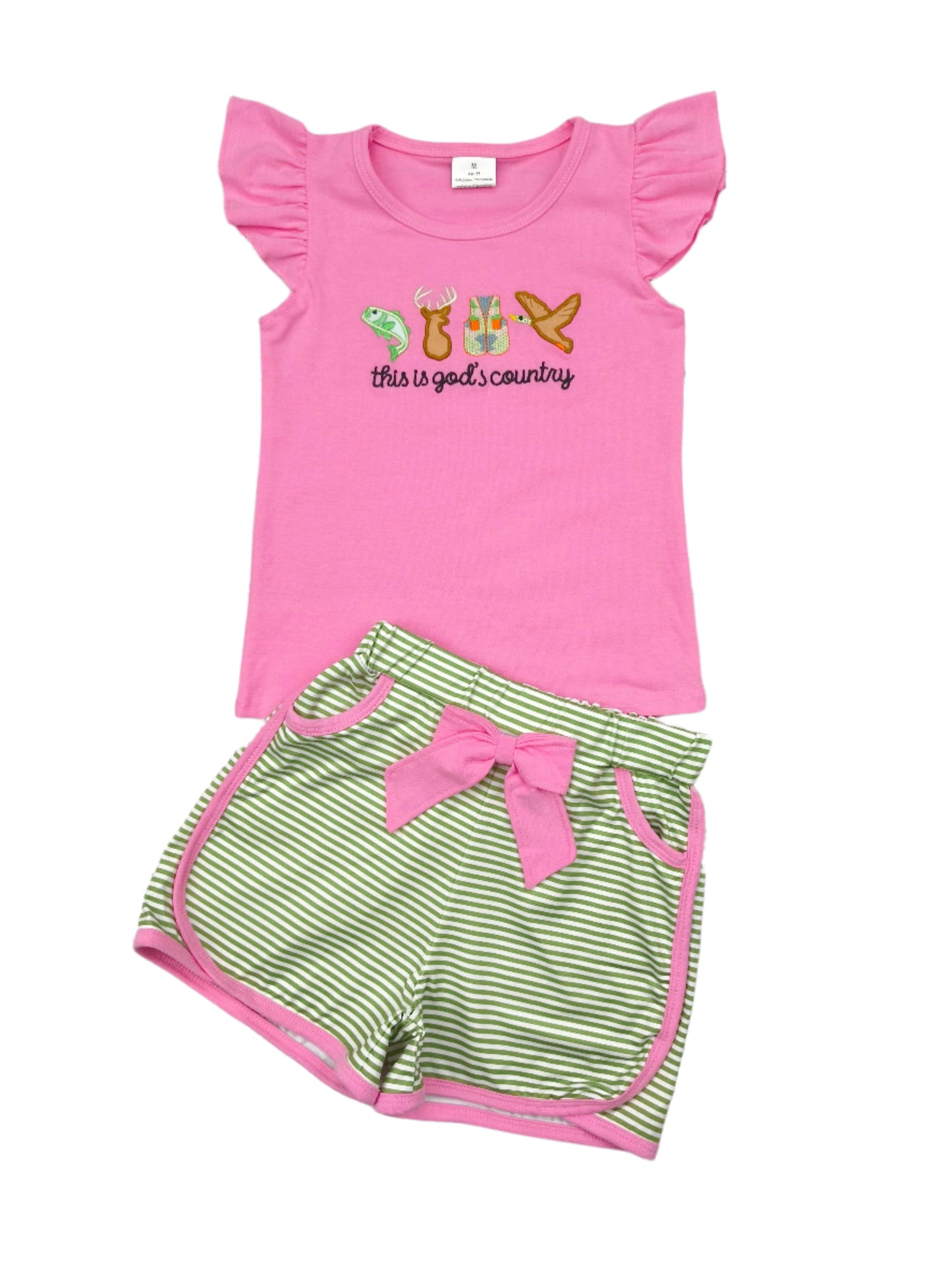Girl Hunting Appliqué Shorts Set