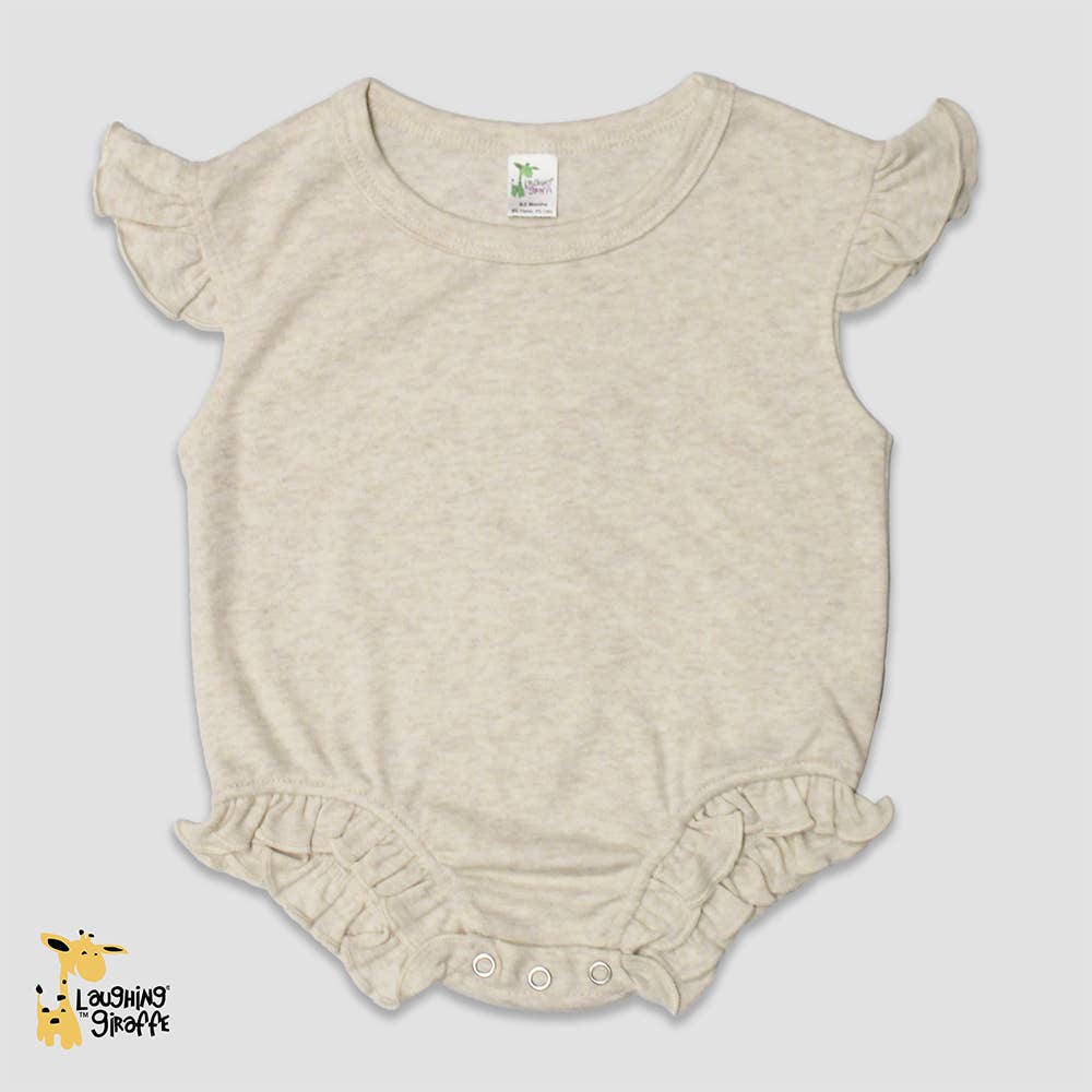 Adorable Cute Baby Girl Flutter Sleeve Ruffle Bubble Romper Laughing Giraffe