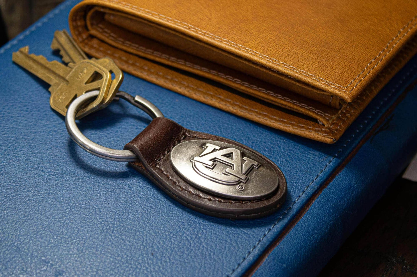 Auburn Tigers Oval Leather Key Fob.
