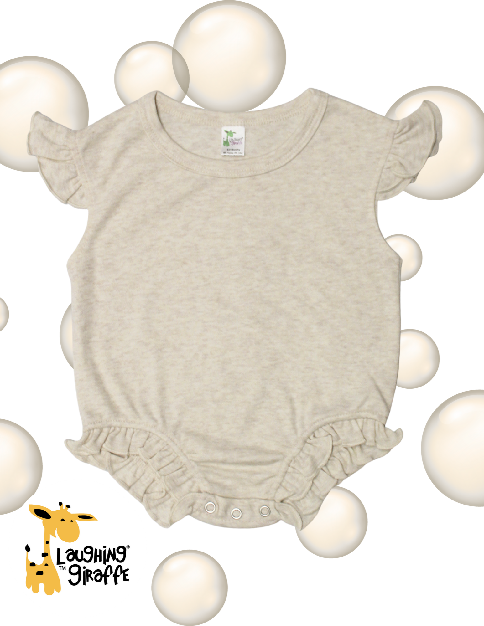 Adorable Cute Baby Girl Flutter Sleeve Ruffle Bubble Romper Laughing Giraffe
