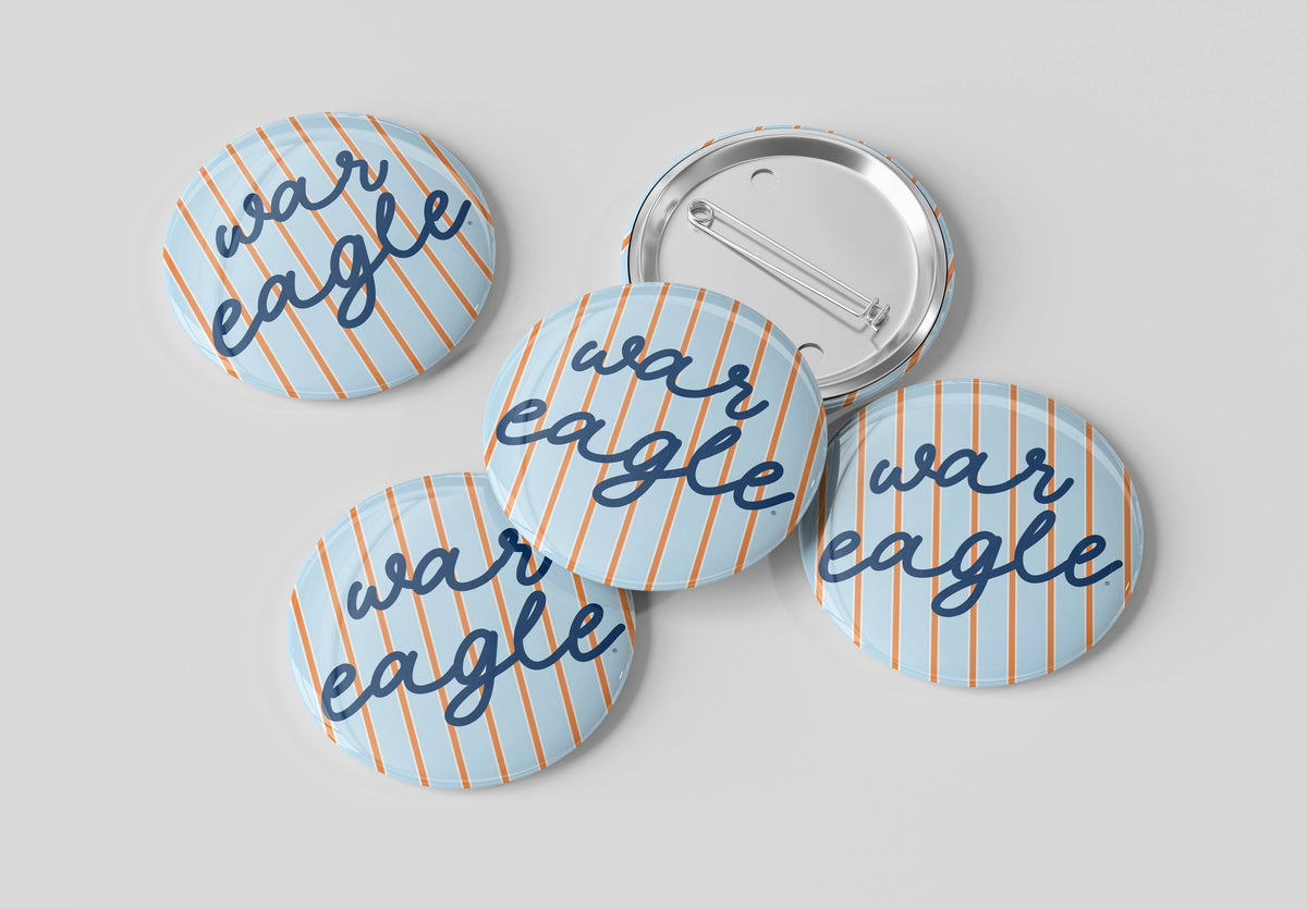 Auburn War Eagle Striped Button Cute As A Button