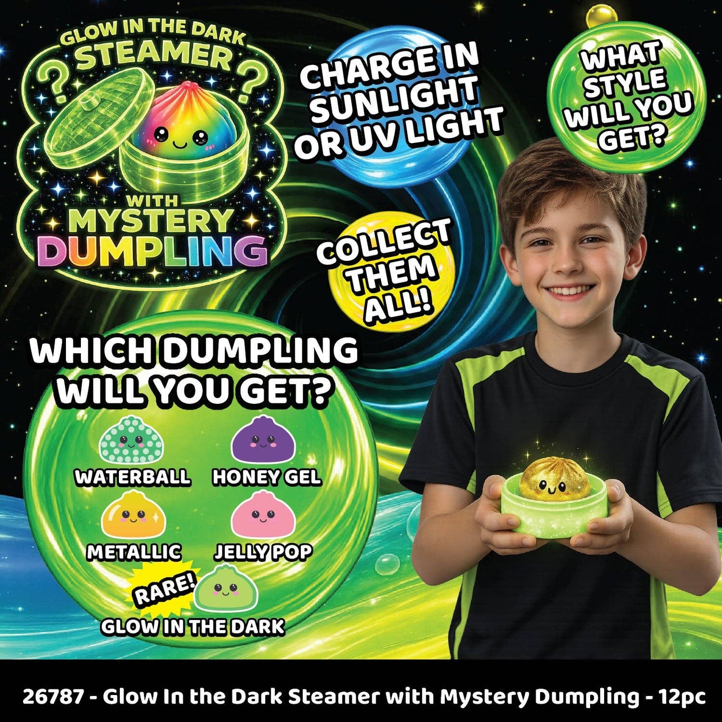 Glow-in-the-Dark Mystery Dumpling Squishy Toy - 12/Display Novelty Brands