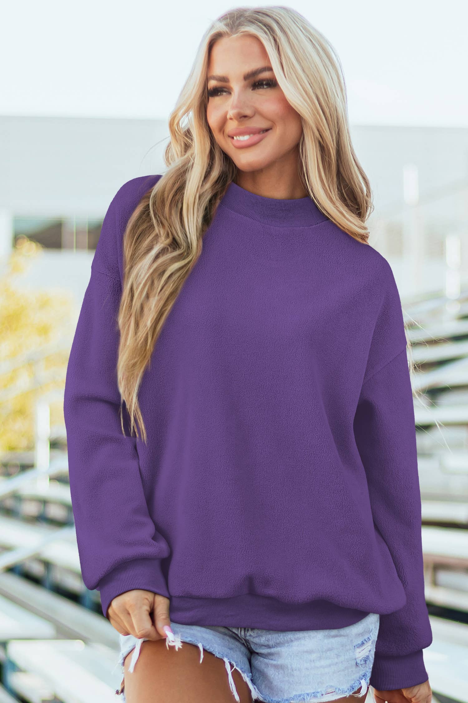 HOT Oversize Reversible Mock Neck Sweatshirt| S-4X Little Daisy Closet