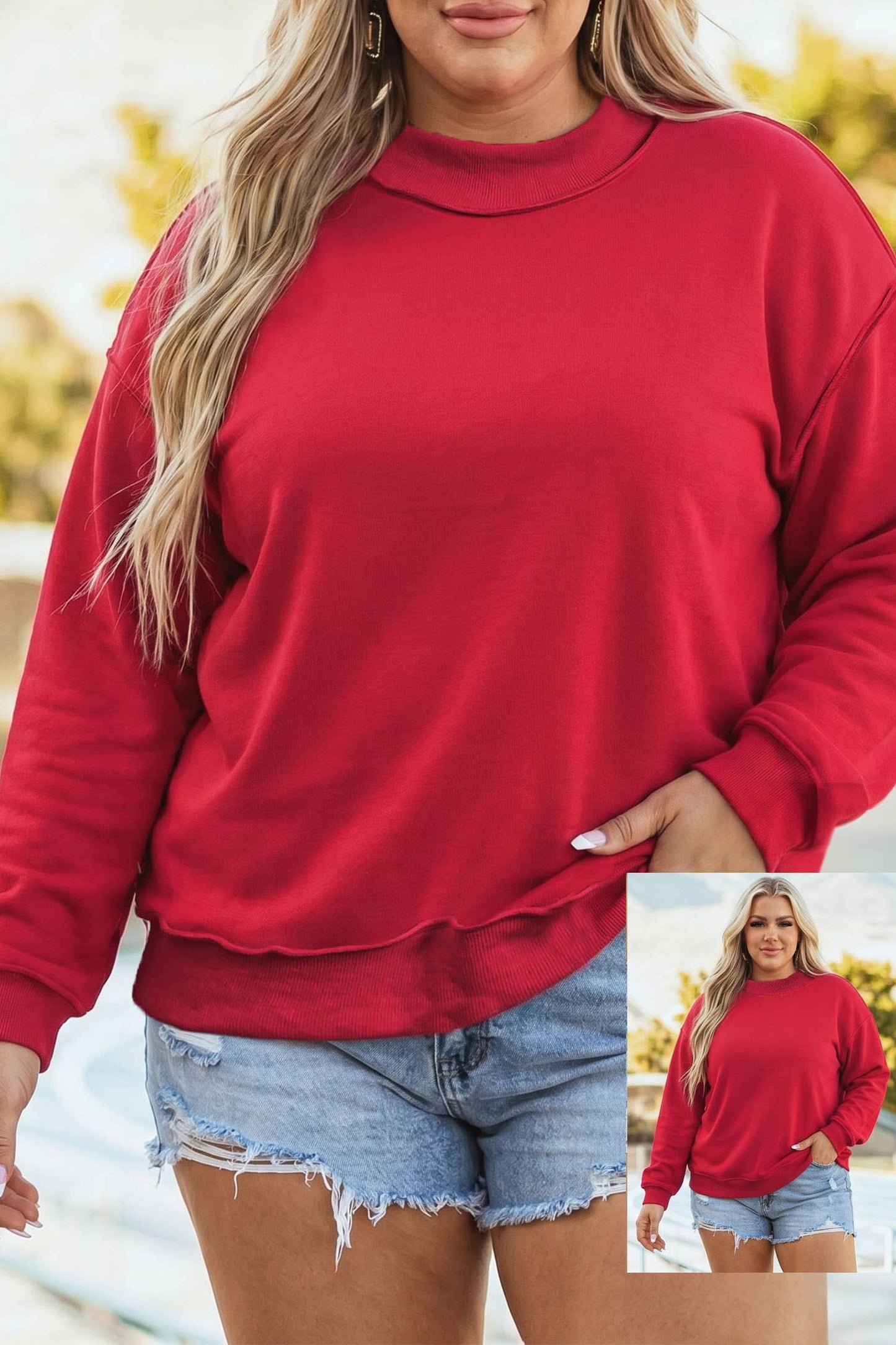 HOT Oversize Reversible Mock Neck Sweatshirt| S-4X Little Daisy Closet
