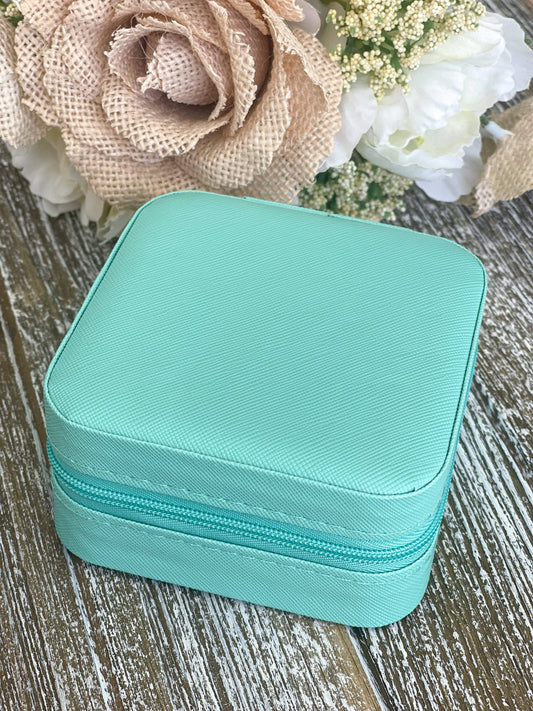 Customizable Travel Jewelry Box- Seafoam