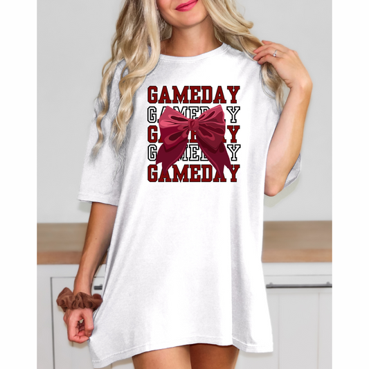 Maroon Gameday Bow Comfort Colors Shirt