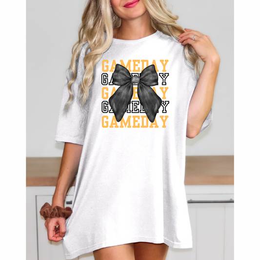 Black/Gold Gameday Bow Comfort Colors Shirt