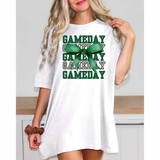 Green Gameday Bow Comfort Colors Shirt