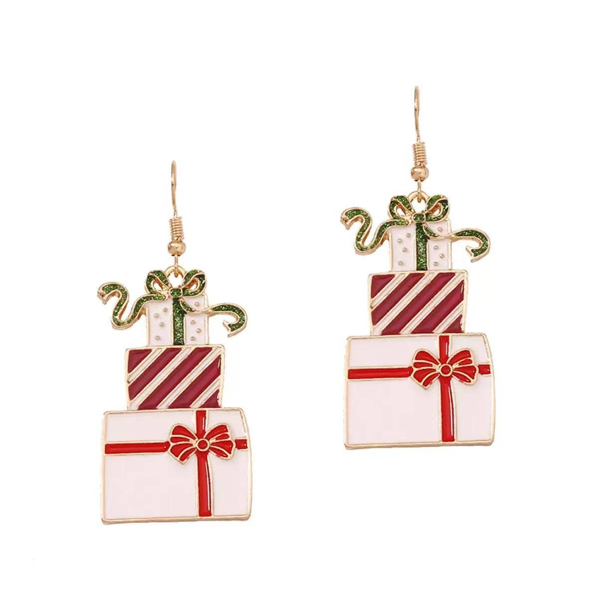 Cute Pair of Metal Painted Stackable Christmas Presents