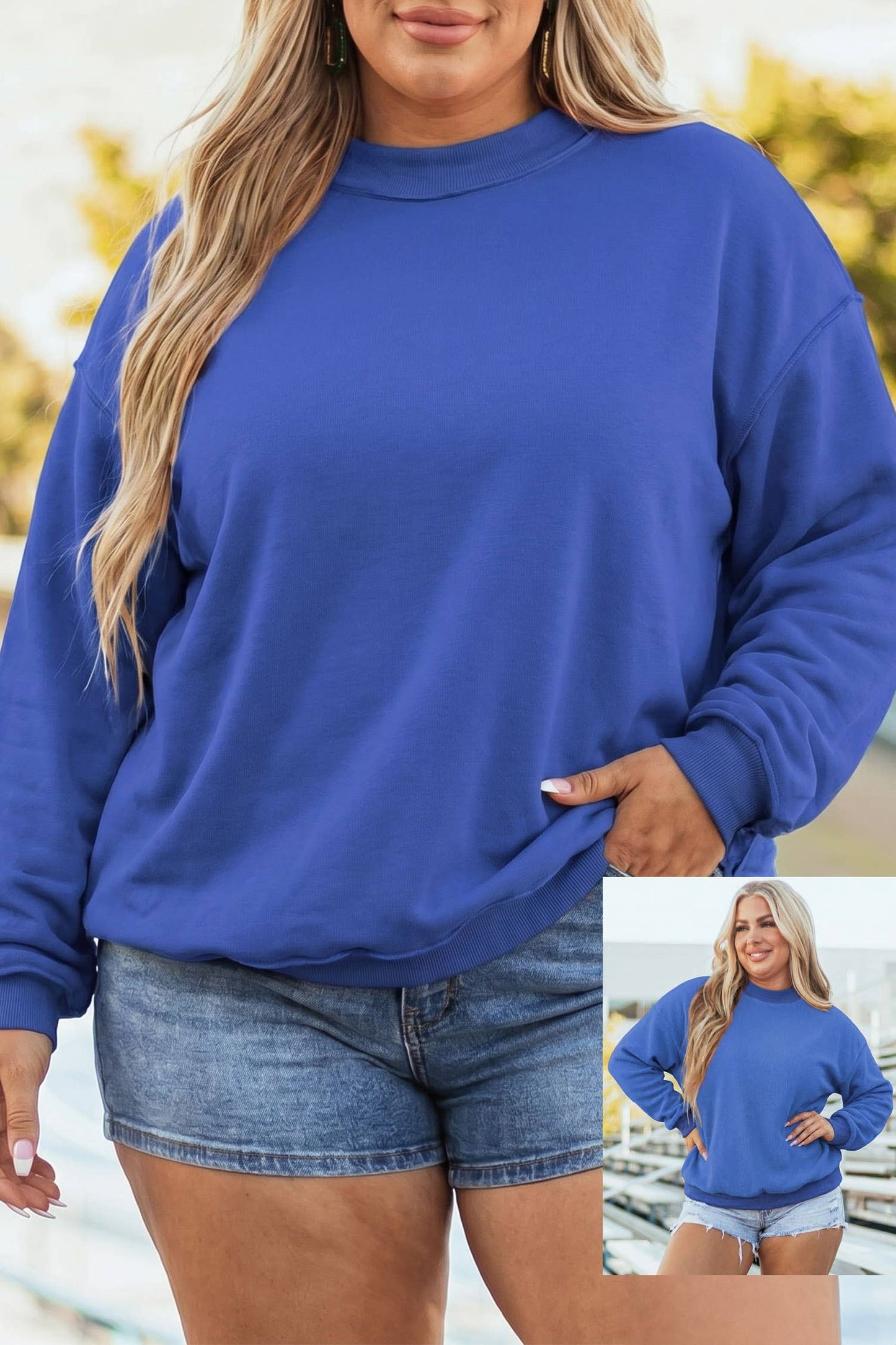 HOT Oversize Reversible Mock Neck Sweatshirt| S-4X Little Daisy Closet