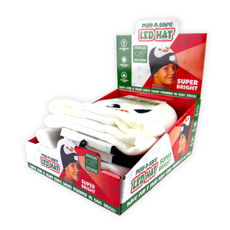 Christmas LED Rechargable Light Beanie Assortment- 6/Display