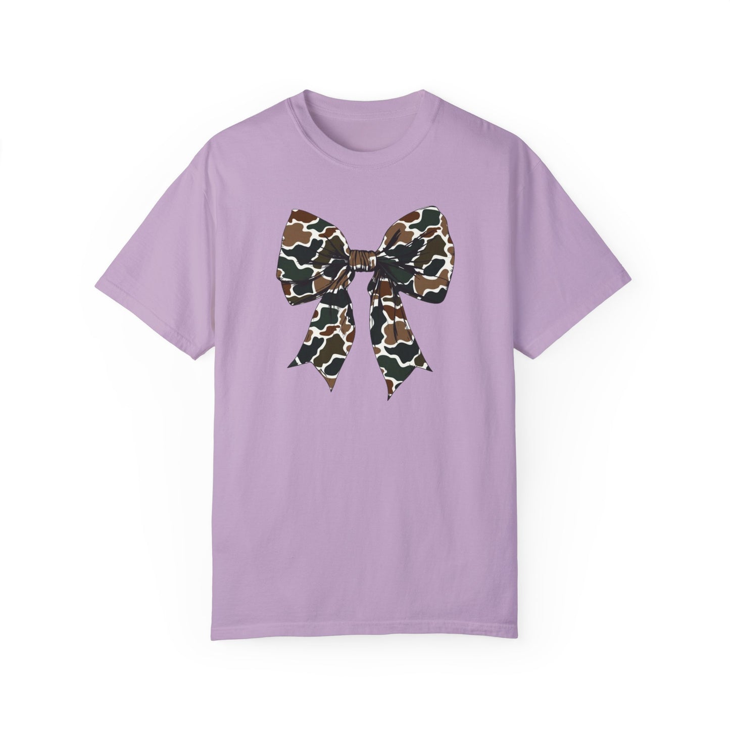 Camo Bow Unisex T-Shirt - Trendy Garment-Dyed Tee