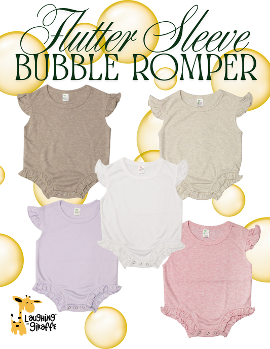 Adorable Cute Baby Girl Flutter Sleeve Ruffle Bubble Romper Laughing Giraffe
