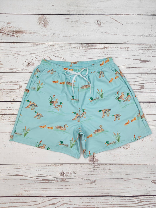 Men Mallard Printed Beach Shorts