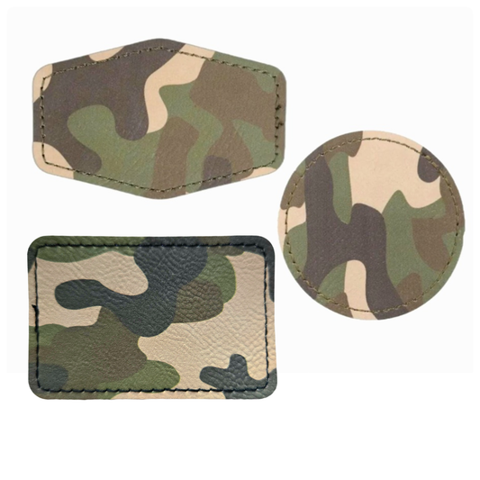 Camo Laserable Leatherette Hat Patches with Adhesive