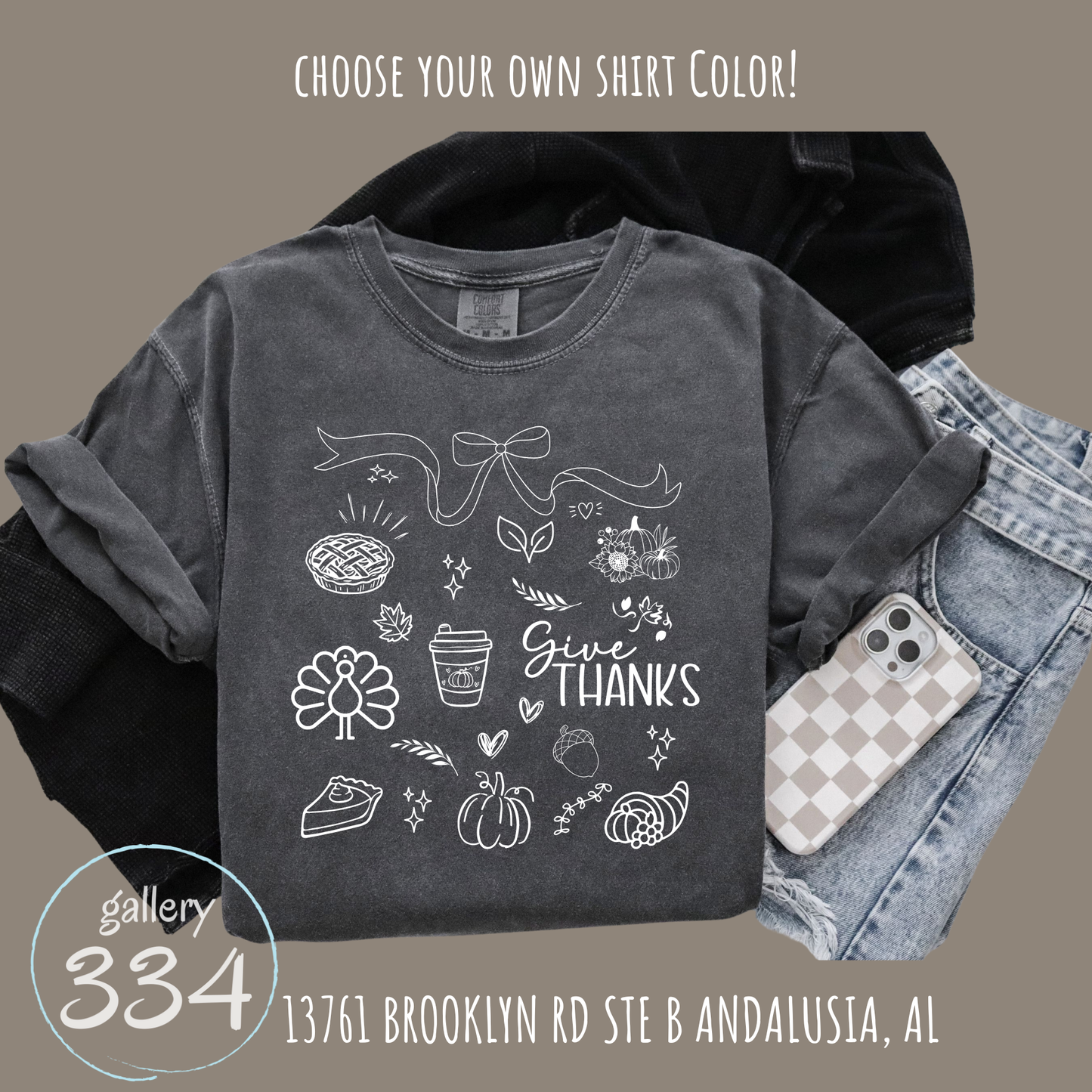 Thanksgiving Doodle Tee - Comfort Color 1717 Short Sleeve T-Shirt
