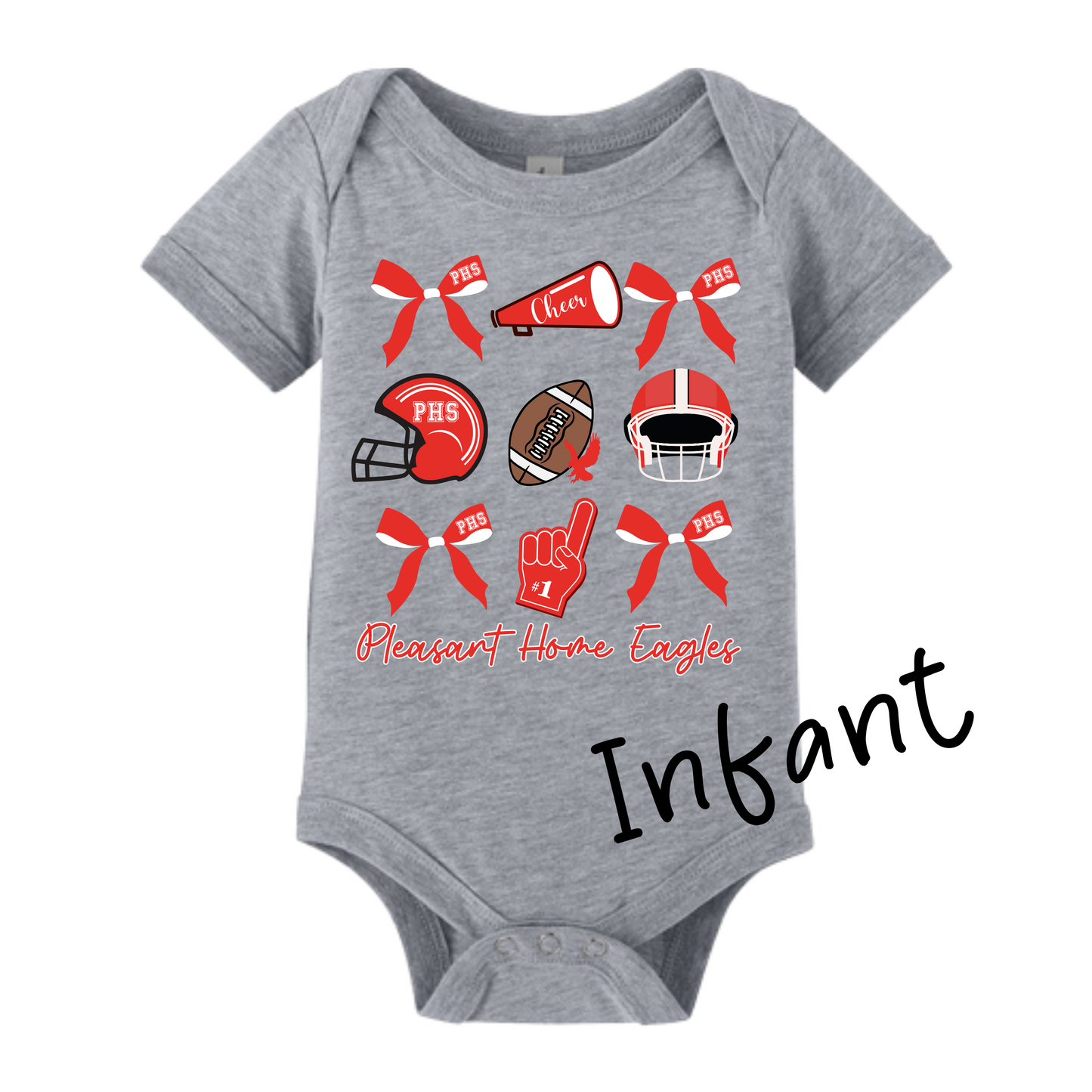 Bella Canvas Pleasant Home  School Football Bow Collage T-Shirt