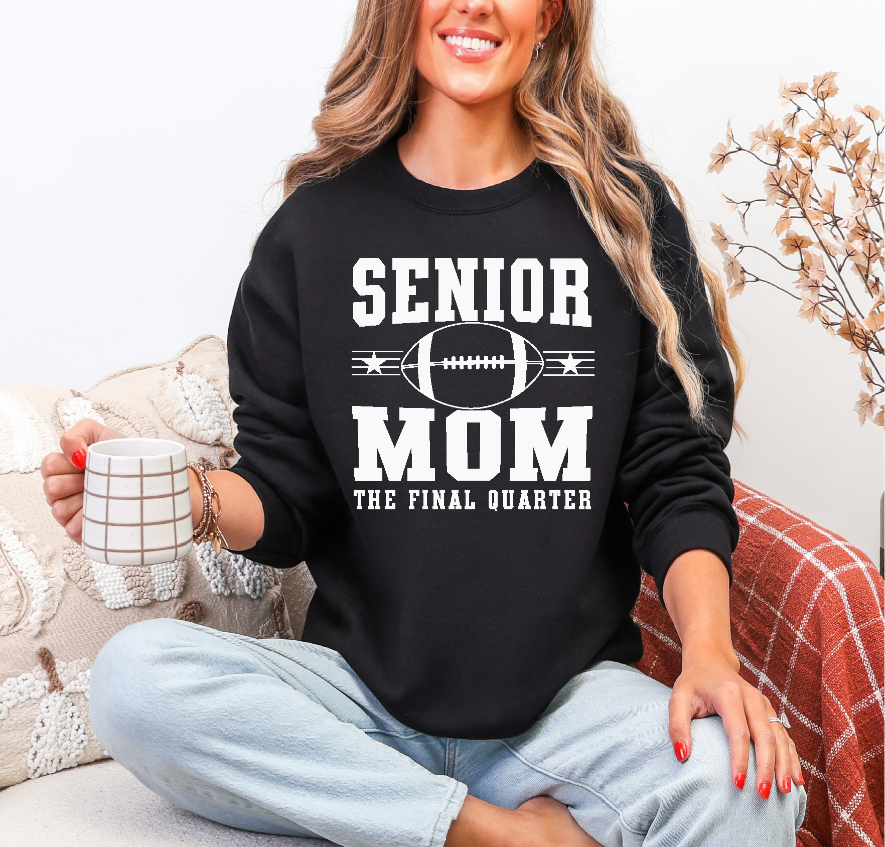 Senior Mom Football Sweatshirt Gallery 334 - Black