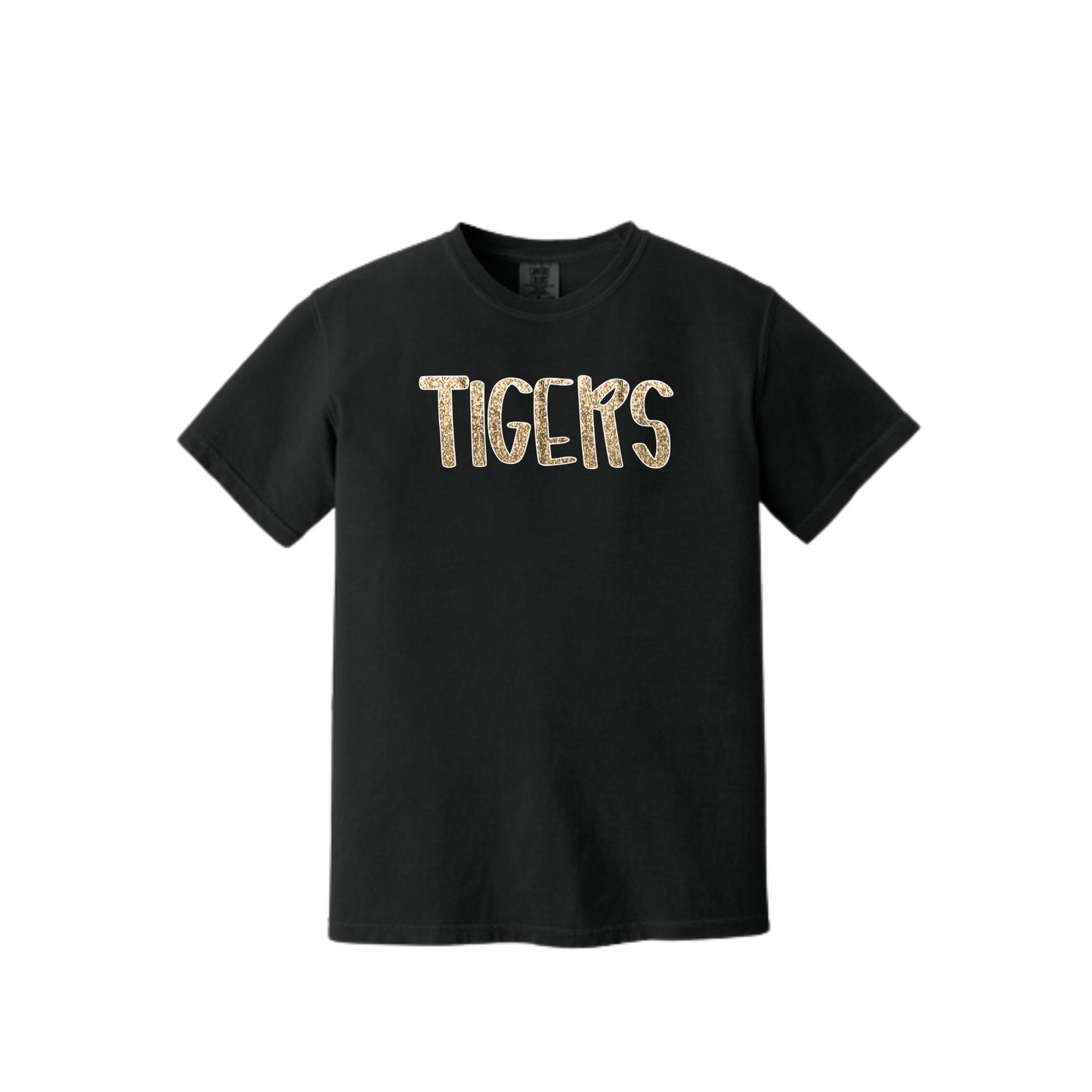 Glitter Handwritten Tigers Comfort Colors Tee (Adult and Youth Size)