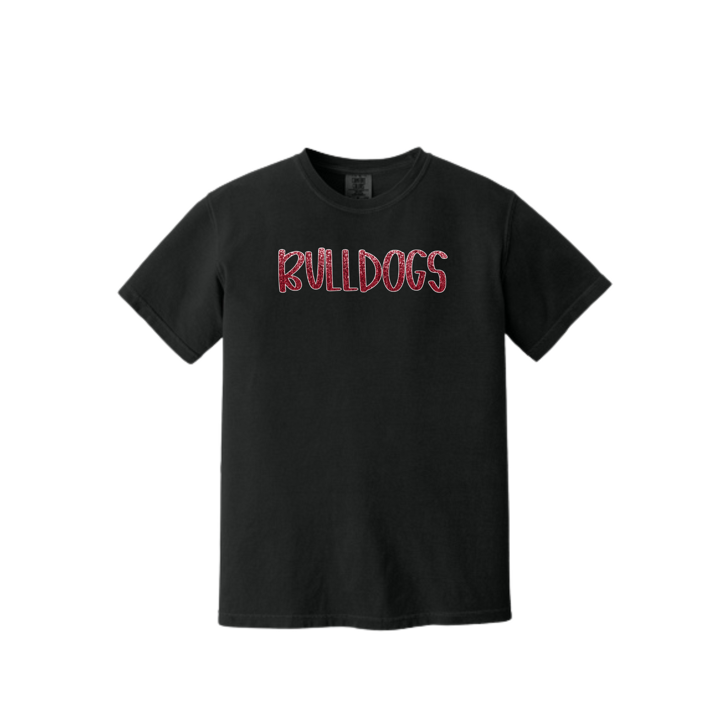 Glitter Handwritten BULLDOGS Comfort Colors Tee (Adult and Youth Size)